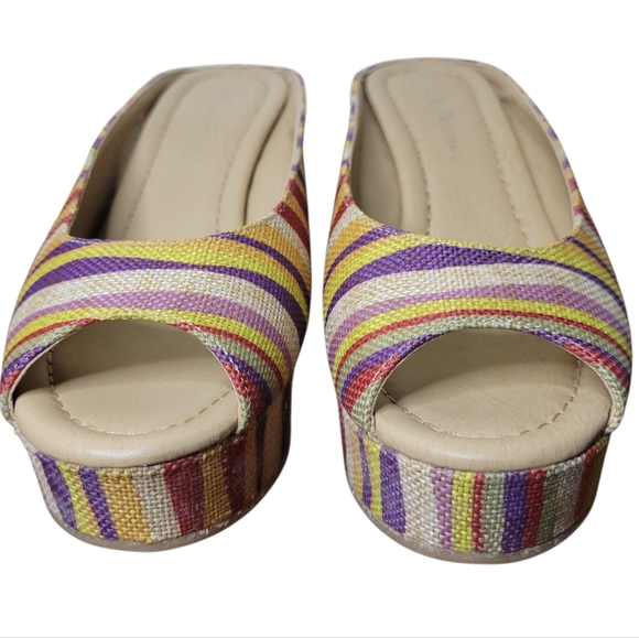 Chinese Laundry Multicolor Striped Basket Weave Wedge Heel Sandal - Picture 4 of 7
